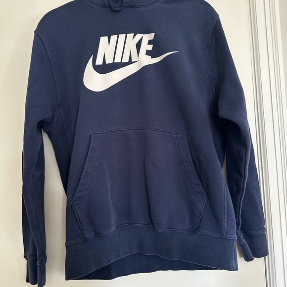 Nike Men's Hoodie Sportswear Club Graphic Swoosh  Logo Pullover Medium Navy. - Picture 2 of 10
